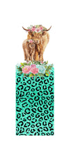 Load image into Gallery viewer, TEAL LEOPARD HIGHLAND COW