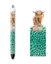 Load image into Gallery viewer, TEAL LEOPARD HIGHLAND COW
