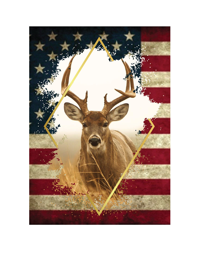 DEER AMERICAN FLAG SNOWGLOBE WRAP