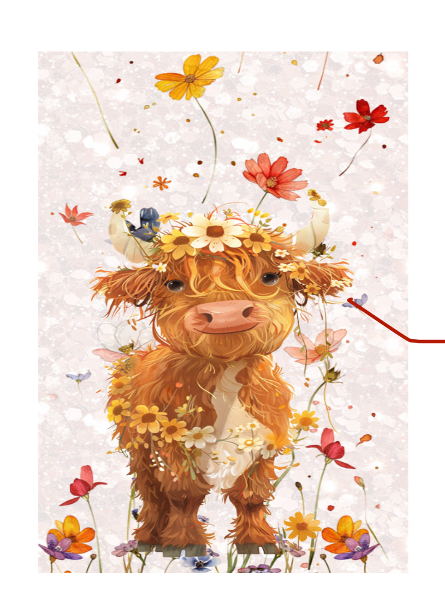 HIGHLAND COW FLORAL 1 SNOWGLOBE